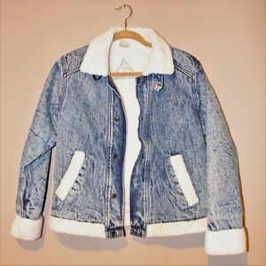 Faux Fur Lined Denim Jacket M